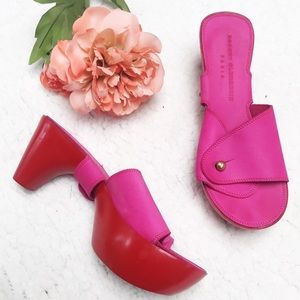 Robert clergerie pink/red platform slides